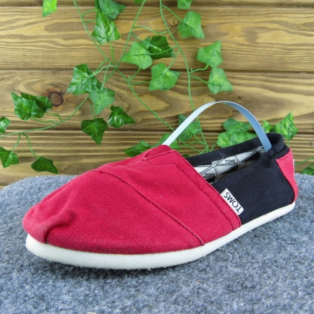 TOMS Women Loafer Shoes Red Fabric Slip On Size 7 Medium
